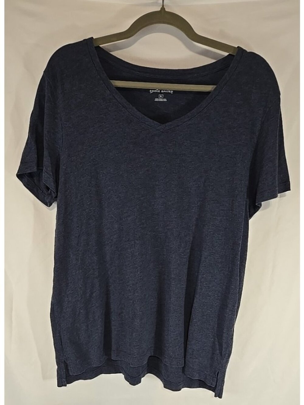 Eddie Bauer V Neck Blue Short Sleeve T-Shirt  Size XL
